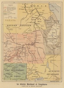 Mapa regionu Afryki eksplorowanego przez Ekspedycję Marchand